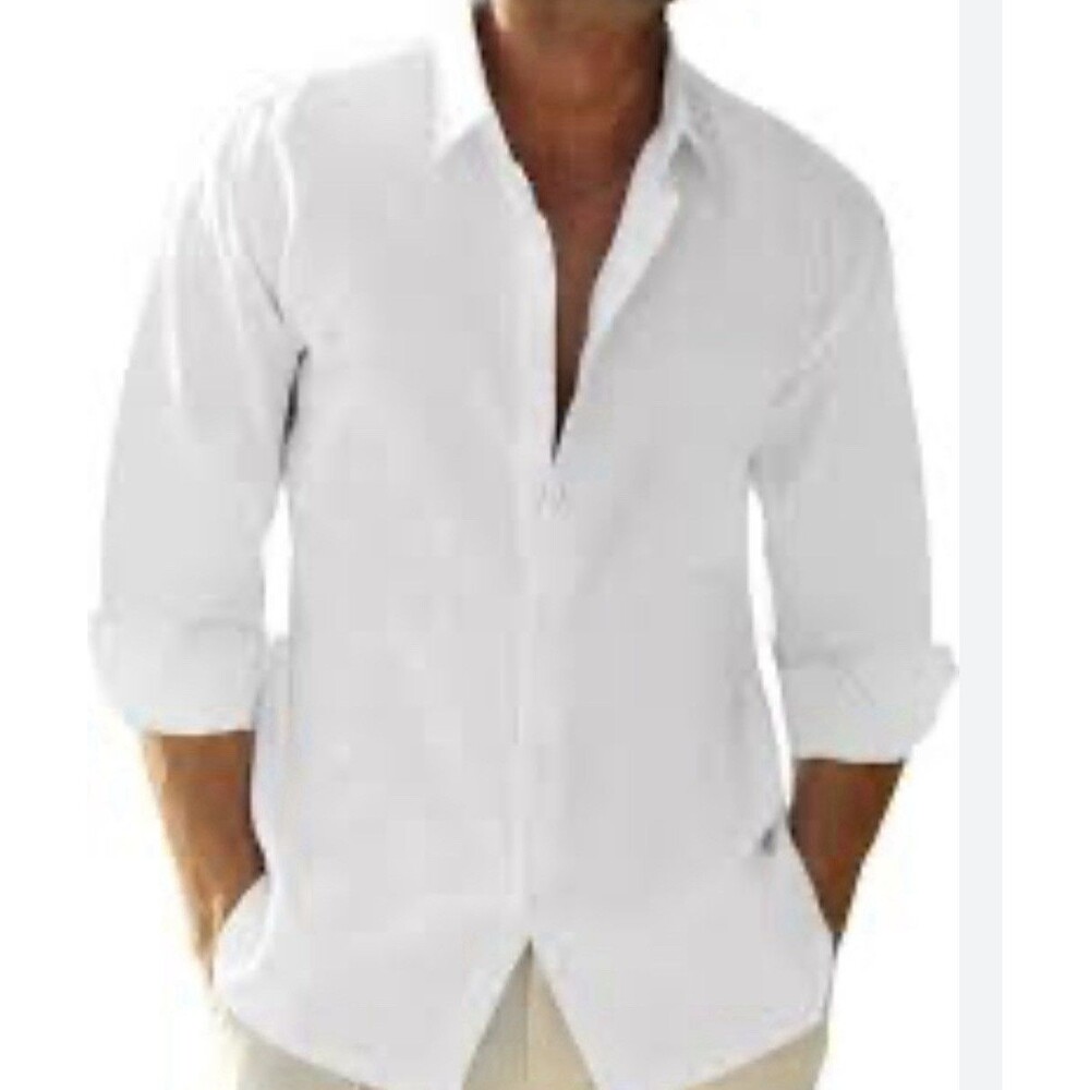 JEKAOYI Button Down Linen Blend Mens XXL Casual Long Sleeve Regular Fit Cotton